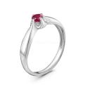 Кольцо из серебра с рубином родированное