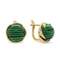 Серьги из золочёного серебра с реконст. малахитом