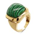 Кольцо из золочёного серебра с реконст. малахитом