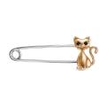 Булавка из серебра с фианитами и позолотой родированная - Кошки