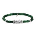 Браслет из серебра с бусинами нат.жадеита и чернением  родированный (на леске) - HOPE