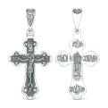 Крест православный из чернёного серебра - Спаси и сохрани, Ангел-Хранитель, 5 см