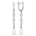 Серьги из серебра с кристаллами Swarovski и фианитами родированные