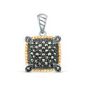 Подвеска из чернёного серебра с марказитами и золочением