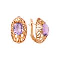Серьги из золочёного серебра с нат.аметистом
