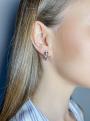 Серьги из серебра с фианитами родированные