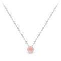 Колье из серебра с нат.розовым кварцем родированное