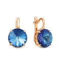 Серьги из золочёного серебра с кристаллами Swarovski Королевский синий
