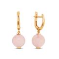 Серьги из золочёного серебра с нат.розовым халцедоном