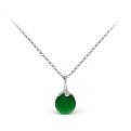 Колье из серебра с нат.зелёным агатом родированное