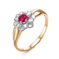 Кольцо из золочёного серебра с рубином и родированием