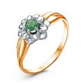 Кольцо из золочёного серебра с изумрудом и родированием