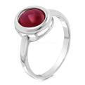 Кольцо из серебра с нат.рубином родированное