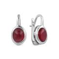 Серьги из серебра с рубином родированные