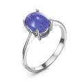 Кольцо из серебра с танзанитом родированное