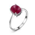 Кольцо из серебра с нат.рубином родированное