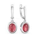 Серьги из серебра с нат.рубином родированные
