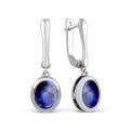 Серьги из серебра с нат.сапфиром родированные