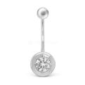 Пирсинг из серебра с фианитом родированный