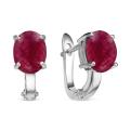 Серьги из серебра с нат.рубином родированные
