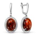 Серьги из серебра с нат.янтарём родированные
