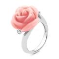 Кольцо из серебра с розовым имит.перламутром и фианитами родированное