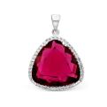 Подвеска из серебра с пл.кварцем цв.рубин и фианитами родированная