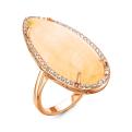 Кольцо из золочёного серебра с гт.кварцем и фианитами