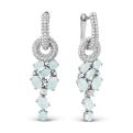 Серьги из серебра с пл. кварцем цв.топаз и фианитами родированные