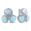 Серьги из серебра с пл.кварцем цв.голубой и фианитами родированные
