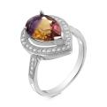 Кольцо из серебра с гт аметрином и фианитами родированное