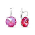 Серьги из серебра с кристаллами Swarovski королевский красный родированные