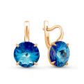 Серьги из золочёного серебра с кристаллами Swarovski Королевский синий