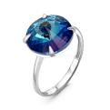 Кольцо из серебра с кристаллом Swarovski Королевский синий родированное - фото