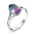 Кольцо из серебра с полихромным кварцем цв. розово-голубой родированное