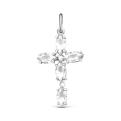 Подвеска-крест из серебра с фианитами родированная