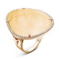 Кольцо из золочёного серебра с гт. кварцем и фианитами