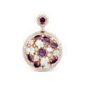 Подвеска из золочёного серебра с пл,кварцем цв,аметист,топаз и фианитами