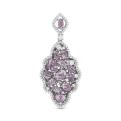 Подвеска из серебра с пл.кварцем цв.аметист и фианитами родированная