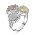 Кольцо из серебра с гт.кварцем и фианитами родированное