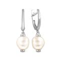 Серьги из серебра с жемчугом Swarovski родированные
