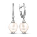 Серьги из серебра с жемчугом Swarovski родированные