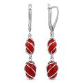 Серьги из серебра с нат.кораллом родированные
