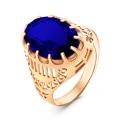 Кольцо из золочёного серебра с пл.кварцем цв.сапфир