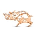 Брошь олень из золочёного серебра с фианитами на новый год зимняя