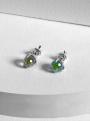 Серьги-пусеты из серебра с кристаллами Swarovski родированные