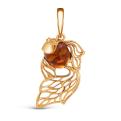 Подвеска из золочёного серебра с персс.нат.янтарём - Рыбка