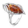Кольцо из серебра с нат.янтарём родированное