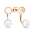 Серьги-пусеты из золочёного серебра с культ.жемчугом (трансформеры, 2 в 1)