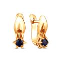 Серьги из золочёного серебра с натуральным сапфиром